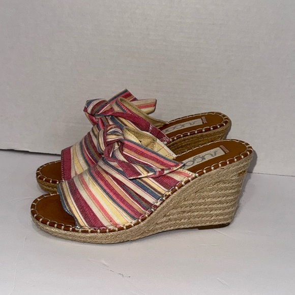 Sugar Hundreds Knotted Band Wedge Sandal Multi Dune Stripe  Size 10 - Picture 2 of 12